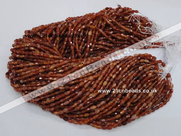 CAG597 15.5 inches 4*6mm faceted rice natural fire agate beads