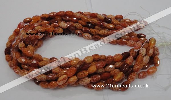 CAG598 15.5 inches 8*12mm faceted rice natural fire agate beads