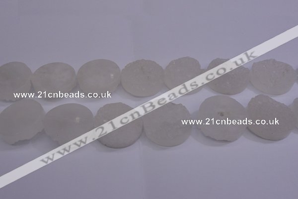 CAG5983 15.5 inches 30mm coin white agate gemstone beads