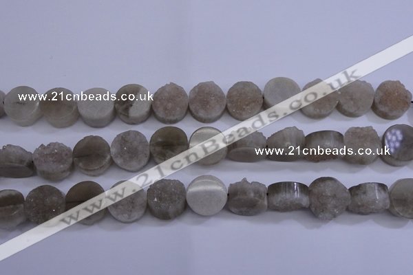 CAG5985 15.5 inches 16mm coin grey agate gemstone beads