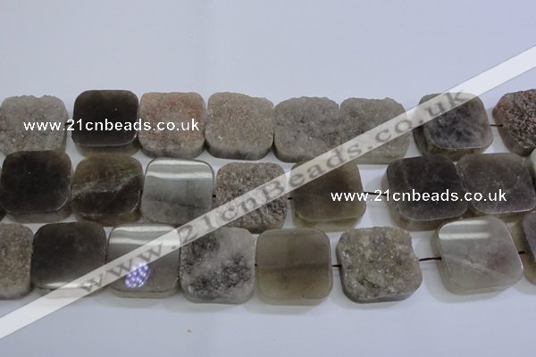 CAG5988 15.5 inches 25*25mm square grey agate gemstone beads