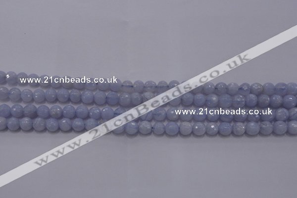 CAG5996 15.5 inches 6mm faceted round blue lace agate beads