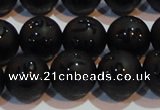 CAG6002 15.5 inches 8mm carved round matte black agate beads