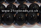 CAG6003 15.5 inches 10mm carved round matte black agate beads