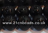 CAG6004 15.5 inches 12mm carved round matte black agate beads