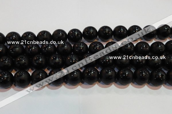 CAG6005 15.5 inches 14mm carved round matte black agate beads