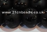 CAG6006 15.5 inches 16mm carved round matte black agate beads