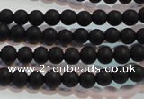 CAG6010 15.5 inches 4mm round matte black agate beads