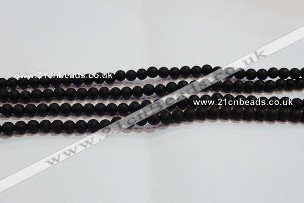 CAG6011 15.5 inches 6mm round matte black agate beads