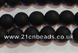 CAG6012 15.5 inches 8mm round matte black agate beads