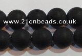 CAG6013 15.5 inches 10mm round matte black agate beads