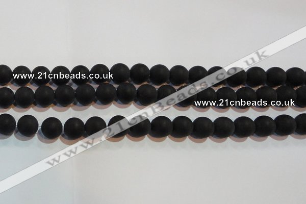 CAG6013 15.5 inches 10mm round matte black agate beads