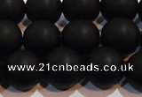 CAG6014 15.5 inches 12mm round matte black agate beads