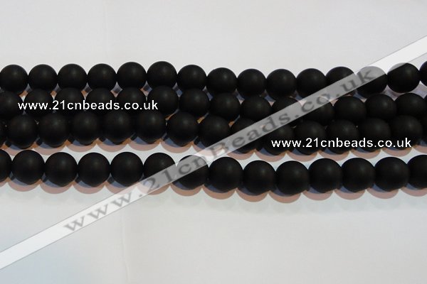 CAG6014 15.5 inches 12mm round matte black agate beads