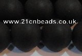 CAG6016 15.5 inches 16mm round matte black agate beads