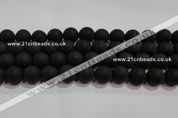 CAG6016 15.5 inches 16mm round matte black agate beads