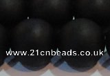 CAG6017 15.5 inches 18mm round matte black agate beads