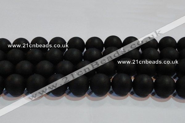 CAG6017 15.5 inches 18mm round matte black agate beads