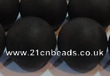 CAG6018 15.5 inches 20mm round matte black agate beads