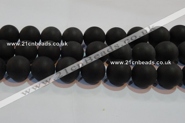 CAG6018 15.5 inches 20mm round matte black agate beads