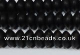 CAG6021 15.5 inches 4*8mm rondelle matte black agate beads