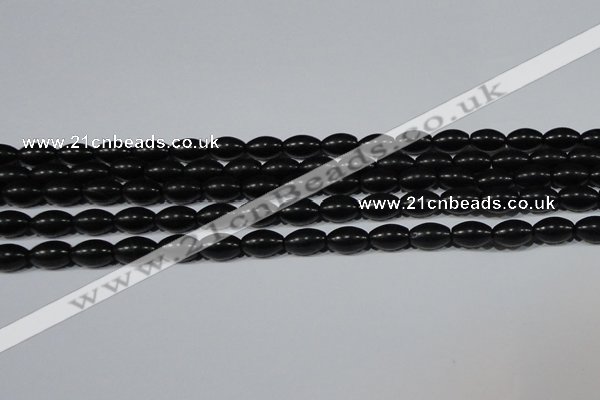 CAG6024 15.5 inches 6*9mm rice matte black agate beads