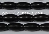 CAG6025 15.5 inches 6*12mm rice matte black agate beads