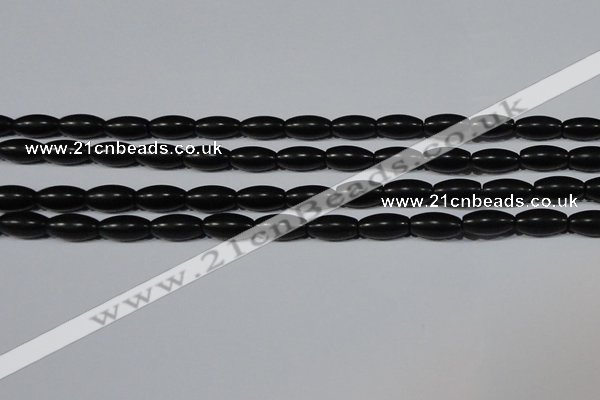 CAG6025 15.5 inches 6*12mm rice matte black agate beads