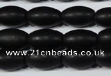 CAG6026 15.5 inches 8*12mm rice matte black agate beads