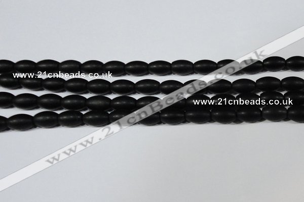 CAG6026 15.5 inches 8*12mm rice matte black agate beads