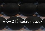 CAG6027 15.5 inches 12*16mm rice matte black agate beads