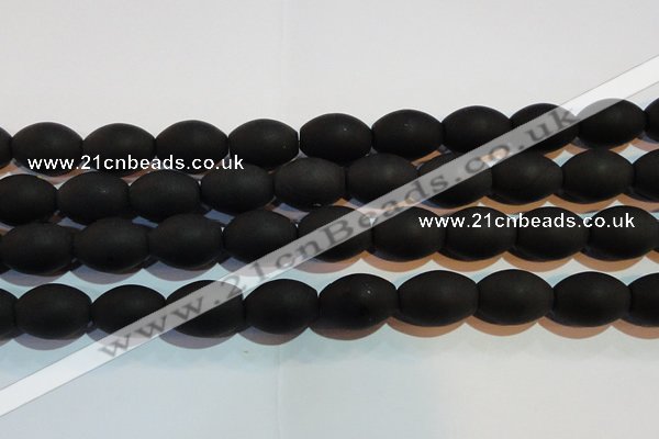 CAG6028 15.5 inches 13*18mm rice matte black agate beads