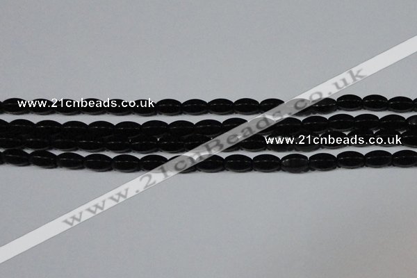 CAG6029 15.5 inches 6*10mm faceted rice matte black agate beads