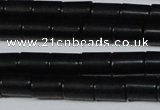 CAG6031 15.5 inches 6*8mm tube matte black agate beads