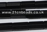 CAG6035 15.5 inches 6*12mm faceted tube matte black agate beads