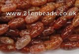 CAG604 15.5 inches 6*12mm rice natural fire agate beads wholesale