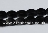 CAG6040 15.5 inches 5*8mm twisted rice matte black agate beads