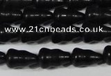 CAG6042 15.5 inches 5*8mm carved calabash matte black agate beads