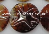 CAG6056 15.5 inches 30mm wavy coin dragon veins agate beads