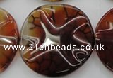 CAG6057 15.5 inches 40mm wavy coin dragon veins agate beads