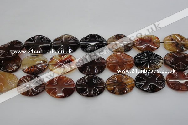 CAG6060 15.5 inches 18*25mm wavy oval dragon veins agate beads