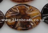 CAG6062 15.5 inches 30*40mm wavy oval dragon veins agate beads