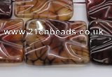 CAG6065 15.5 inches 18*25mm wavy rectangle dragon veins agate beads