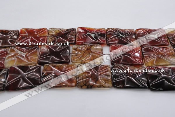 CAG6067 15.5 inches 30*40mm wavy rectangle dragon veins agate beads