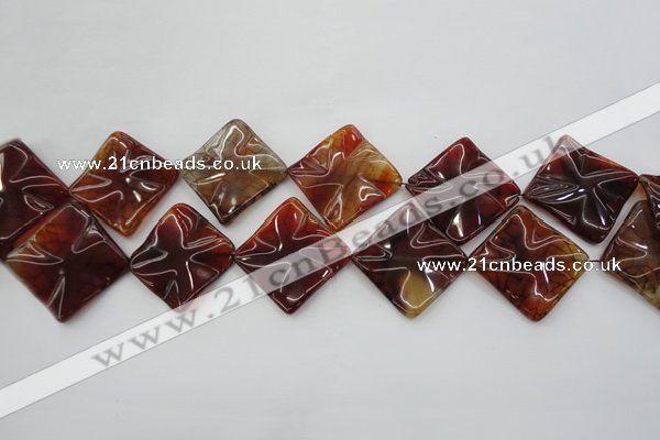 CAG6070 15.5 inches 20mm wavy diamond dragon veins agate beads