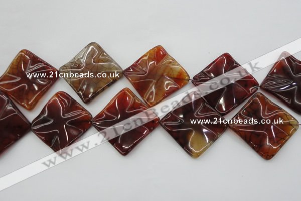 CAG6072 15.5 inches 40mm wavy diamond dragon veins agate beads