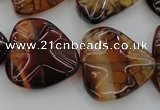 CAG6075 15.5 inches 20mm wavy triangle dragon veins agate beads