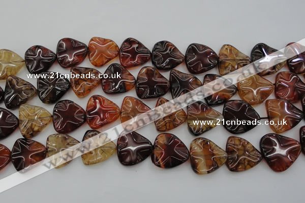 CAG6075 15.5 inches 20mm wavy triangle dragon veins agate beads