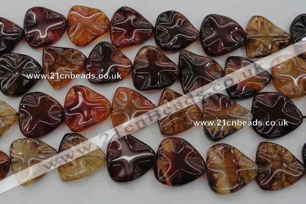 CAG6077 15.5 inches 40mm wavy triangle dragon veins agate beads