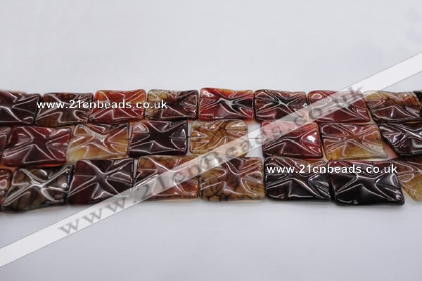 CAG6085 15.5 inches 20*20mm wavy square dragon veins agate beads